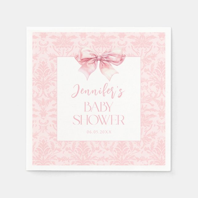 Niedlich Blush Pink Bow Ribbon Sweet Baby Girl Dus Serviette (Vorderseite)