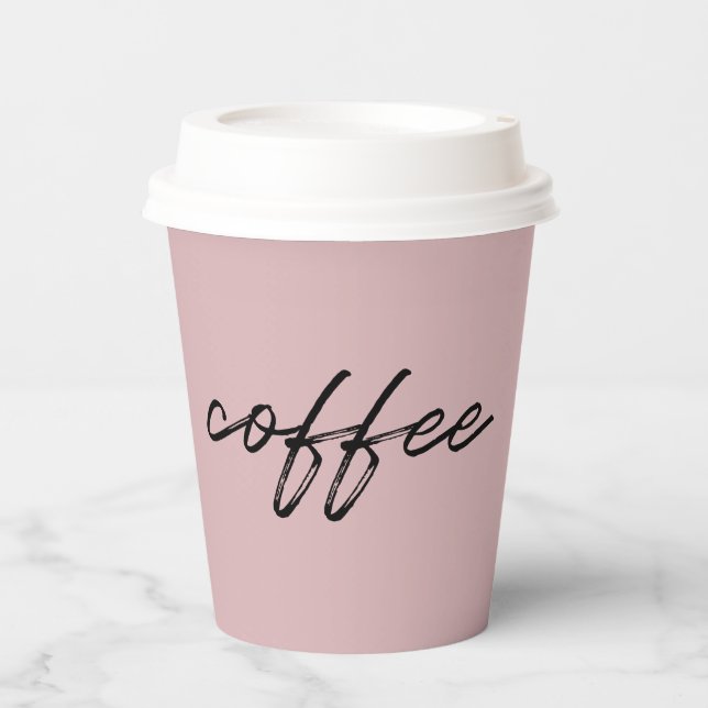 Niedlich Blush Pink "coffee" Minimalistisches Skri Pappbecher (Vorderseite)