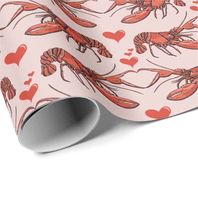 Niedlich Blush Pink Du bist mein Hummer Red Hummer Geschenkpapier (Rolleneckpunkt)