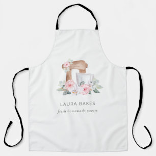 Niedlich Blush Pink Floral Cake Mixer Bäckerei Cat Schürze