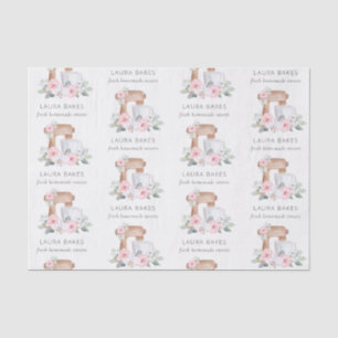 Niedlich Blush Pink Floral Cake Mixer Bäckerei Cat Seidenpapier