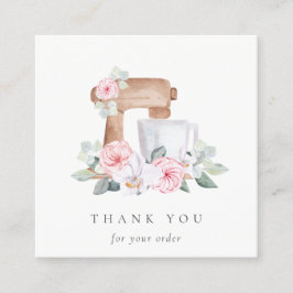 Niedlich Blush Pink Floral Cake Mixer Bäckerei Vie Quadratische Visitenkarte