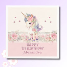 Niedlich Blush Pink Girl Unicorn 1. Geburtstag