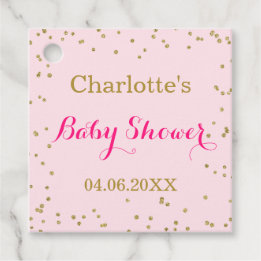 Niedlich Blush Pink Gold Glitzer Confetti Babydusc Geschenkanhänger