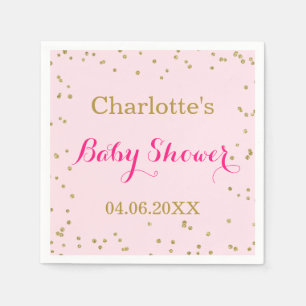 Niedlich Blush Pink Gold Glitzer Confetti Babydusc Serviette