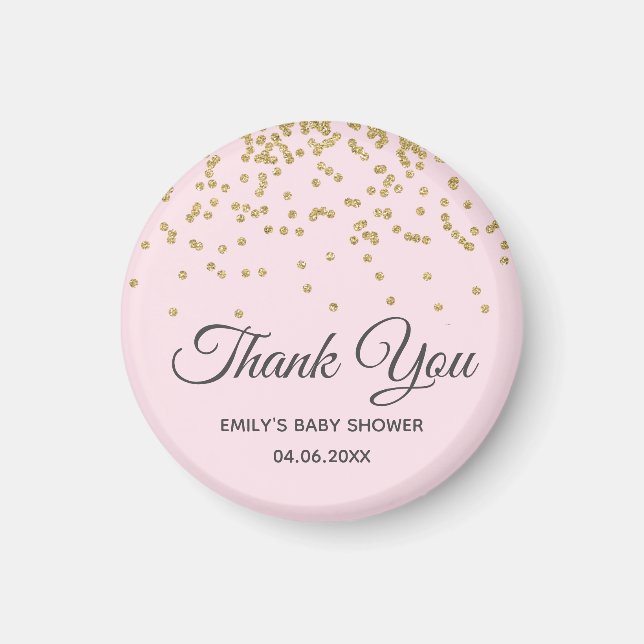 Niedlich Blush Pink Gold Glitzer Danke Baby Dusche Magnet (Vorne)