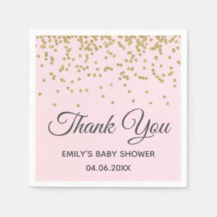 Niedlich Blush Pink Gold Glitzer Danke Baby Dusche Serviette