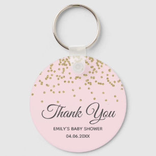 Niedlich Blush Pink Gold Glitzer Danke Babydusche Schlüsselanhänger