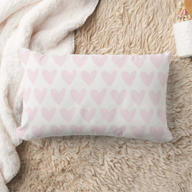 Niedlich Blush Pink Hearts Pattern Girls Kinderzim Lendenkissen (Decke)