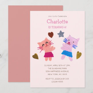 Niedlich Blush Pink Papier sammelt Katzen und Gesc Einladung