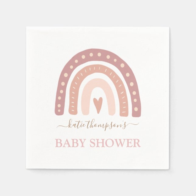 Niedlich Blush Pink Rainbow Girl Babydusche Serviette (Vorderseite)