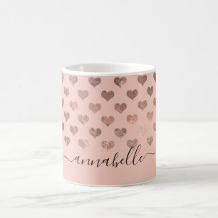 Niedlich Blush Pink Rose Gold Herz Elegantes Skrip Kaffeetasse