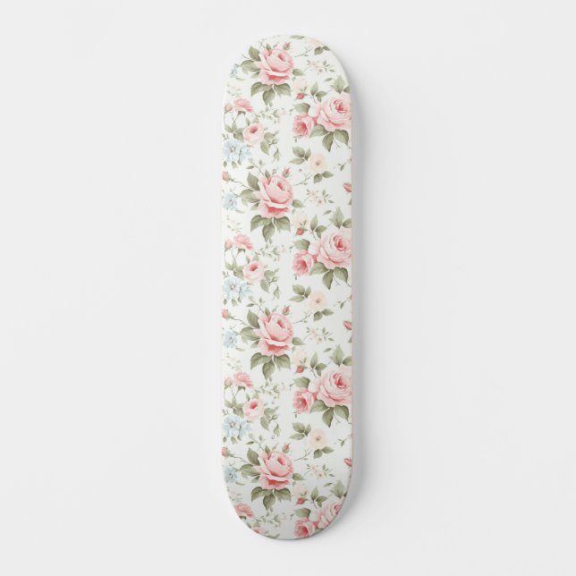 Niedlich Blush Pink Roses Alle-over-Muster Skateboard (Vorderseite)