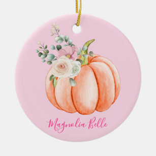 Niedlich Blush Pink Spring Floral Little Pumpkin N Keramik Ornament