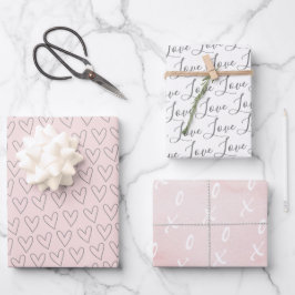 Niedlich Blush Pink XO Herz Valentins Geschenkpapier Set