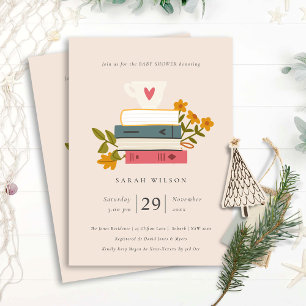 Niedlich Blush Stack Books Floral Baby Dusche einl Dankeskarte