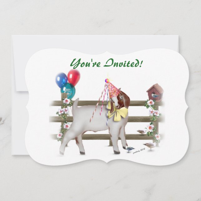 Niedlich Boer Goat Birthday Party Einladung (Vorderseite)