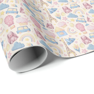 Niedlich Boho Baby Dusche Geschenkpapier