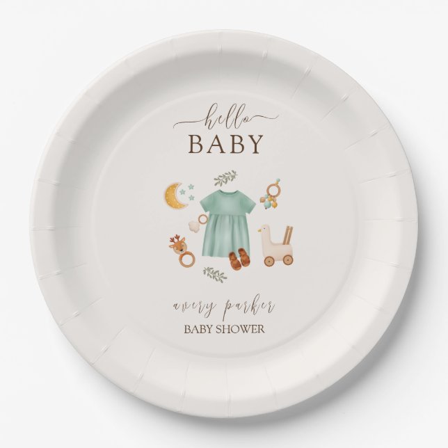 Niedlich Boho Baby Girl Clothes Kinderdusche Pappteller (Vorderseite)