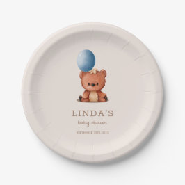 Niedlich Boho Bear Blue Balloon Babydusche Pappteller