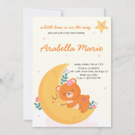 Niedlich Boho Bear Girl Babydusche Einladung
