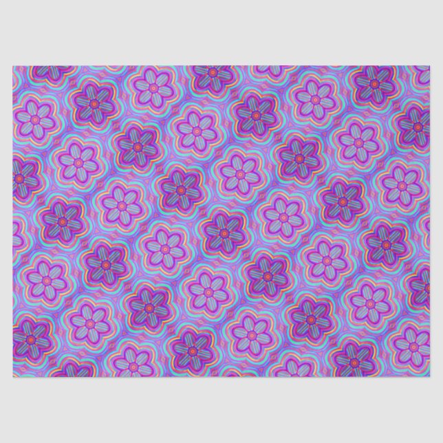 Niedlich Boho Blume Muster Floral Hübsch Cool Lila Seidenpapier (Vorderseite)