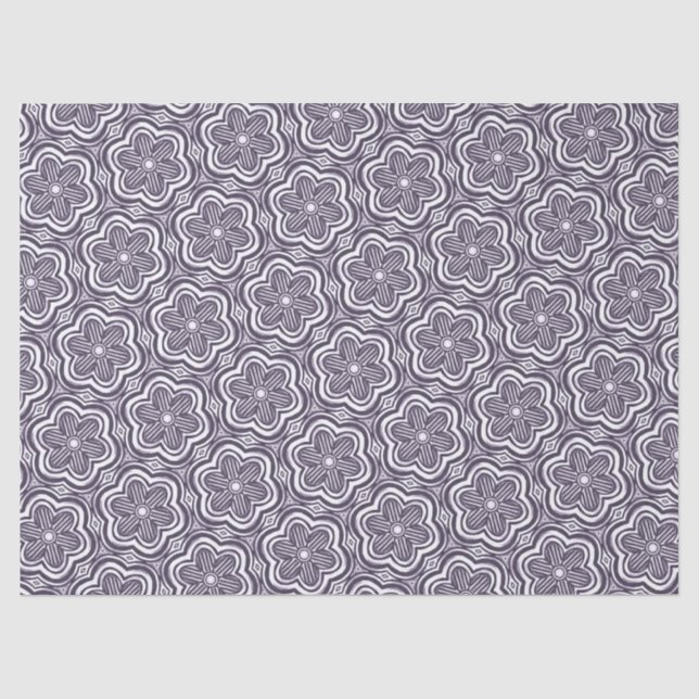 Niedlich Boho Blume Muster Floral Hübsch Lila Grau Seidenpapier (Vorderseite)