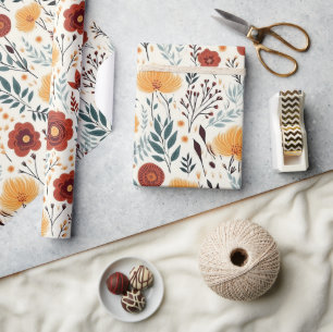 Niedlich Boho Blume Muster, Whimsical Floral Boho Geschenkpapier