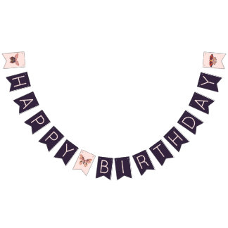 Niedlich Boho Butterfly Happy Birthday Banner
