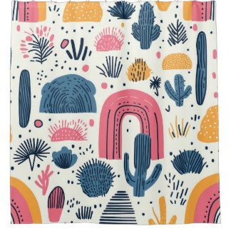 Niedlich Boho Cactus Desert Design Duschvorhang