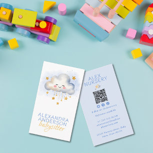 Niedlich Boho Cloud Watercolor Babysitter Visitenkarte