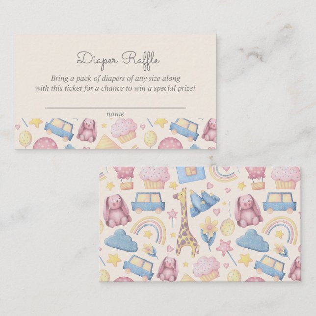 Niedlich Boho Diaper Raffle Baby Dusche Begleitkarte (Vorne/Hinten)