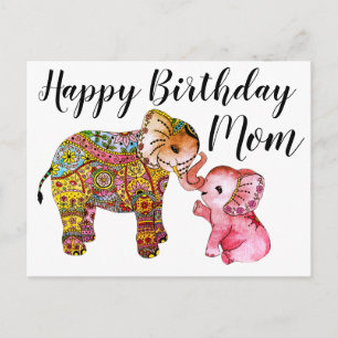 Niedlich Boho Elephant Happy Birthday Mother Postkarte