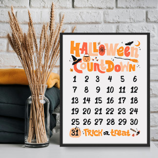 Niedlich Boho Halloween Countdown Poster