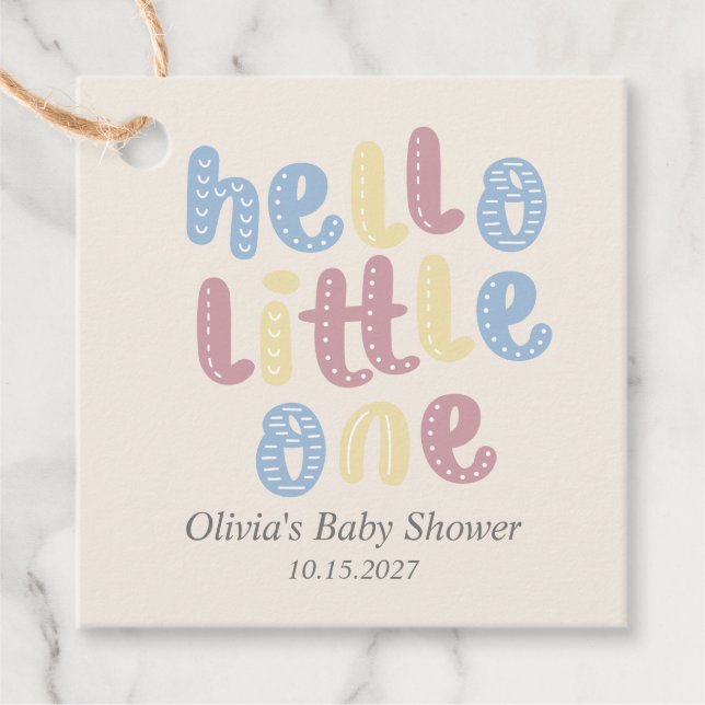 Niedlich Boho Hello Little One Baby Dusche Geschenkanhänger (Vorderseite)
