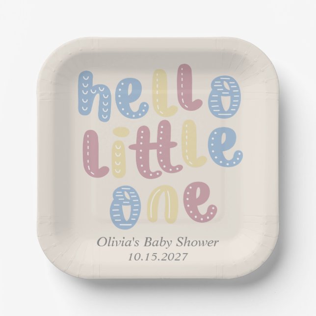 Niedlich Boho Hello Little One Baby Dusche Pappteller (Vorderseite)