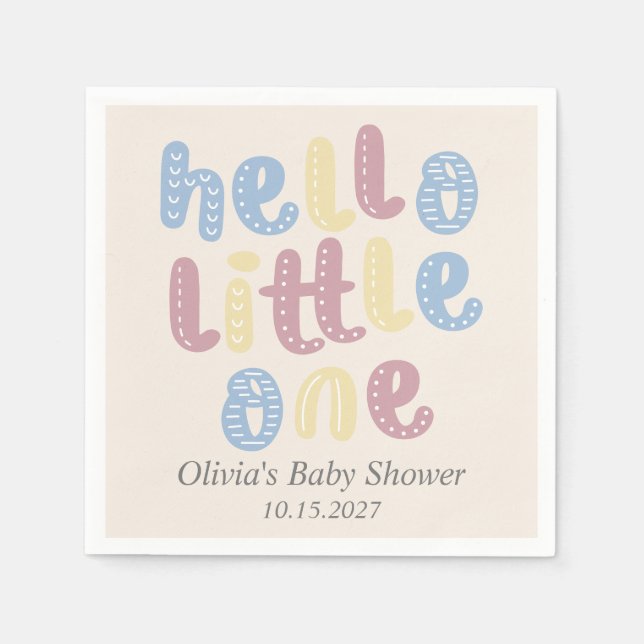 Niedlich Boho Hello Little One Baby Dusche Serviette (Vorderseite)