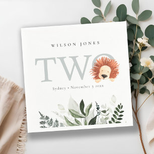 Niedlich Boho Lion Foliage Zweite Geburtstagsparte Serviette