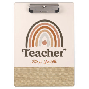Niedlich Boho Moderne Rainbow Imitate Burlap Teach Klemmbrett