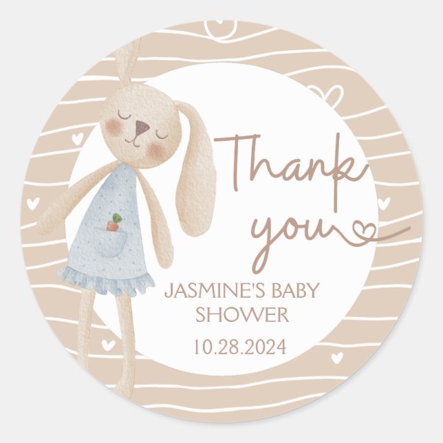 Niedlich Boho Oh Baby Bunny Hearts Danke Runder Aufkleber (Vorderseite)
