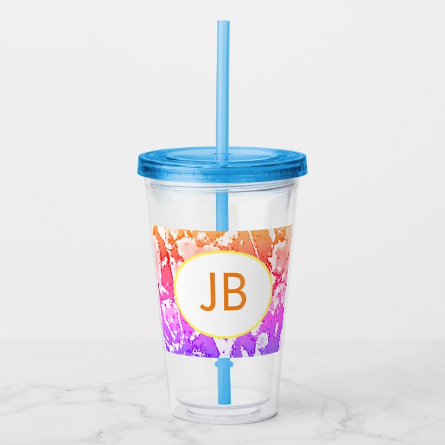 Niedlich Boho Ombre Monogram Acrylic Tumbler Acryltrinkbecher (Vorderseite)