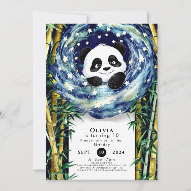 Niedlich Boho Panda Birthday Einladung (Vorderseite)