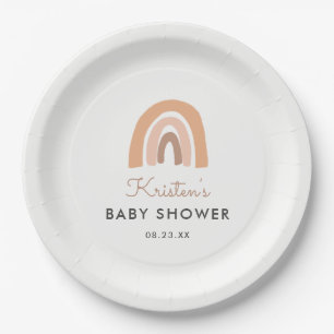 Niedlich Boho Pastel Rainbow Baby Dusche Pappteller