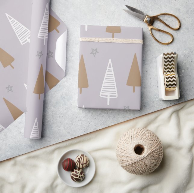 Niedlich Boho Pastel Weihnachtsbaum Woodland Feier Geschenkpapier (Kunsthandwerk)