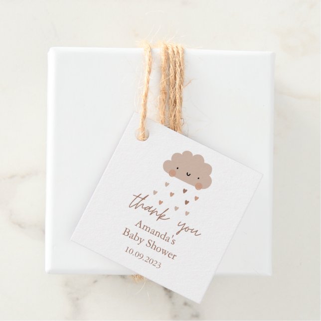 Niedlich Boho Rain Cloud Baby Dusche Geschenkanhänger (Beispiel)