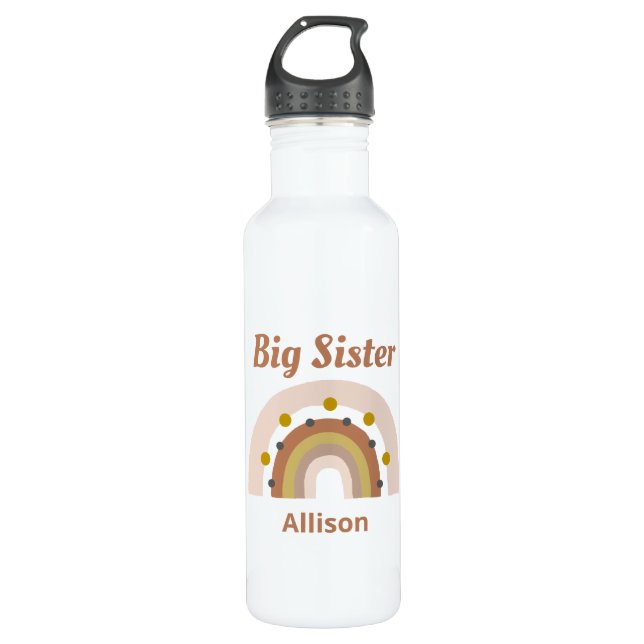 Niedlich Boho Rainbow Big Sister Personalisiert Edelstahlflasche (Vorderseite)