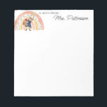 Niedlich Boho Rainbow Bunny Custom Teacher Präzisi Notizblock<br><div class="desc">Personalisiertes Namensschild für ein Lehrerwertgeschenk mit niedlichem Wasserfarbenmaler Boho-Regenbogen und einem sonnigen Buchträger.</div>