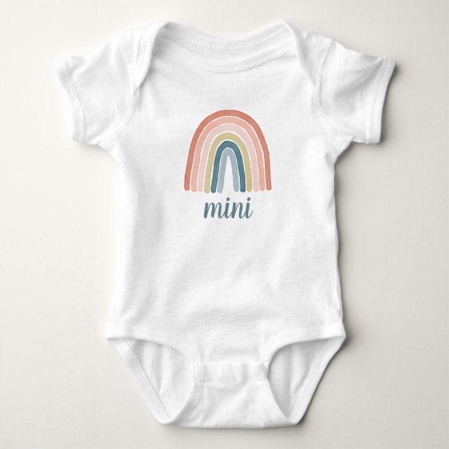 Niedlich Boho Rainbow-Mini-Script-Matching Baby Strampler (Vorderseite)