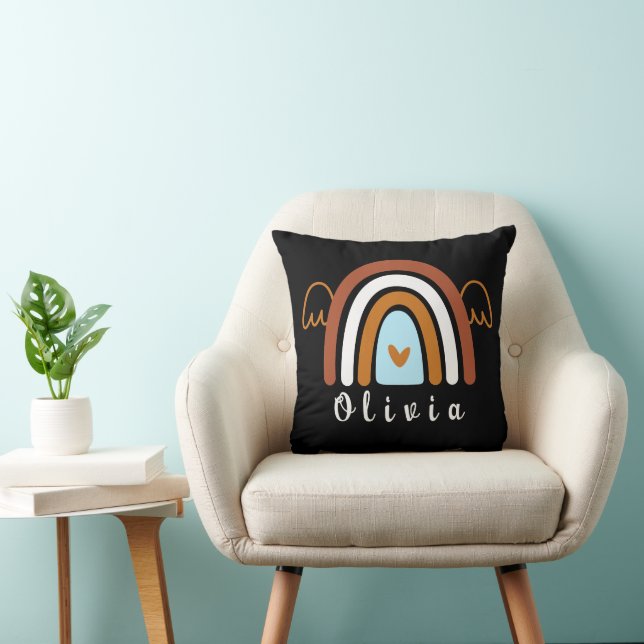 Niedlich Boho Rainbow mit Personalisiertem Namen Kissen (Stuhl )