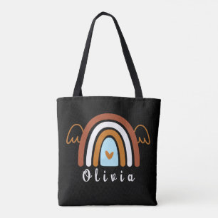 Niedlich Boho Rainbow mit Personalisiertem Namen Tasche